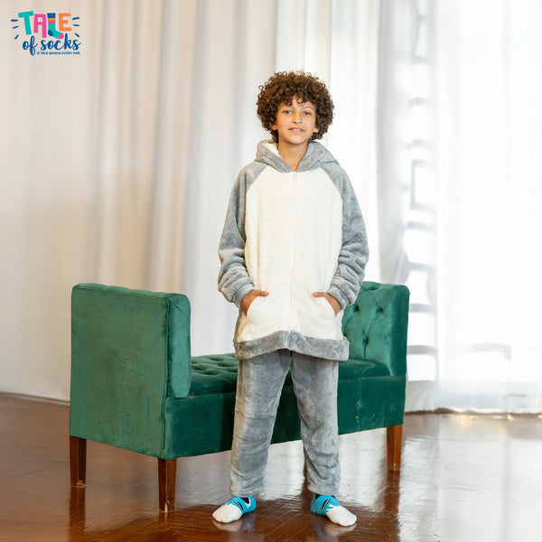 Kids' Faux Fur Pajama - Grey - Unisex