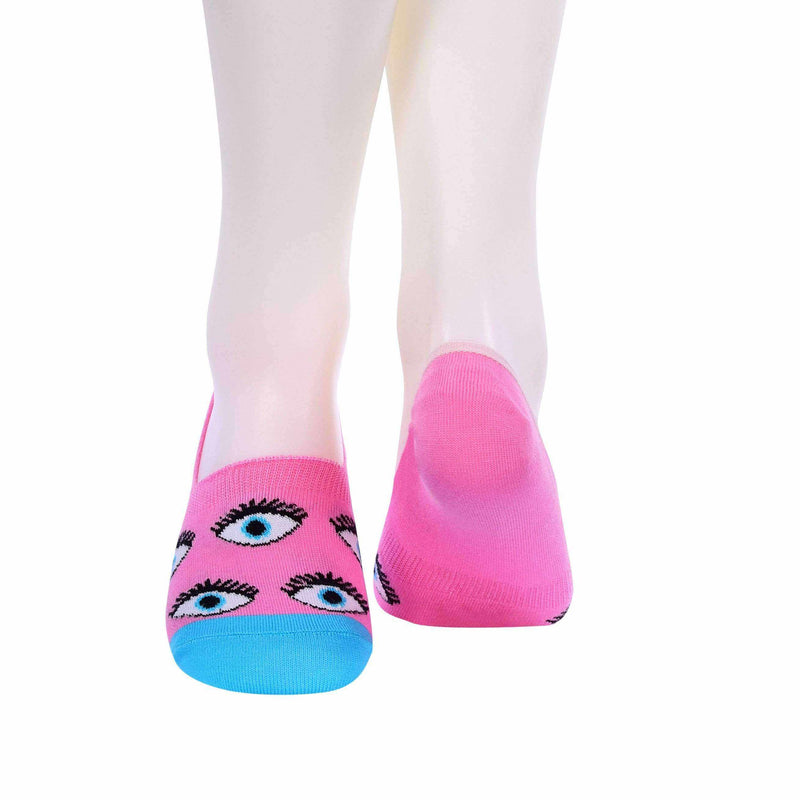 Unisex White Cotton Socks with Evil Eye Design